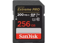 SanDisk Extreme PRO, 256 GB, SDXC, Klass 10, UHS-I, 200 MB/s, 90 MB/s