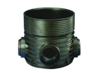 Rense-inspbrønd 600-315mm T3-4 - lige gennemløb og tilløb 90° for glat rør. Wavin PP