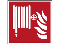 Brady ISO 7010 sikkerhetsskilt - brannslange, firkantet, hvit på rød, polyester, 1 stk (PIC F002-200x200-PE-CRD/1)