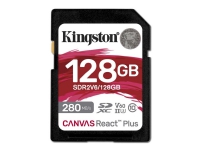 Bilde av Kingston Canvas React Plus - Flashminnekort - 128 Gb - Video Class V60 / Uhs-ii U3 / Class10 - Sdxc Uhs-ii
