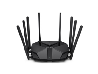 Mercusys MR90X, Wi-Fi 6 (802.11ax), Dobbelbånd (2.4 GHz / 5 GHz), Ethernet/bredbåndsforbindelse, Sort, Frittstående router