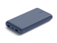 Belkin BoostCharge - Strømbank - 20000 mAh - 15 watt - 3 utgangskontakter (USB, 24 pin USB-C) - på kabel: USB-C - blå Tele & GPS - Batteri & Ladere - Kraftbanker