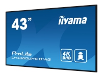 iiyama ProLite LH4360UHS-B1AG - 43 Diagonalklasse (42.5 synlig) LED-bakgrunnsbelyst LCD-skjerm - intelligent skilting - med innebygd SoC-mediespiller - 4K UHD (2160p) 3840 x 2160 - kantbelyst - svart, matt finish PC tilbehør - Skjermer og Tilbehør - Digit