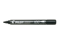Pilot 100 - Markør - permanent - svart - 1 mm - fin Skriveredskaper - Markør - Permanenttusj