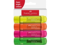 Faber-Castell Textmarker 46 Superfluorescent, 4 stk, grønn, oransje, rosa, gul, meiselspiss, 1 mm, 5 mm, vannbasert blekk Skriveredskaper - Markør - Whiteboardmarkør
