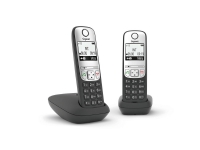 Gigaset A690 Duo, Analog telefon, Trådløst håndsett, Høyttalertelefon, 100 oppføringer, Ringe-ID, Sort, Sølv