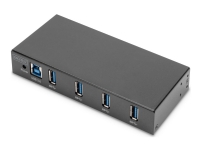 Digitus USB 3.0 Hub 4-Port, Industrial Line, USB 3.2 Gen 1 (3.1 Gen 1) Type-B, USB 3.2 Gen 1 (3.1 Gen 1) Type-A, 5000 Mbit/s, Black, Metal, Power