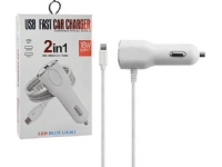 Vega lader BILLADER 2A HVIT VEGA FASTON IPHONE + USB 2000mAh