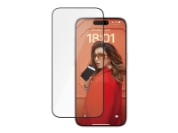 PanzerGlass Ceramic Protection - Skjermbeskyttelse for mobiltelefon - ultravid passform m. EasyAligner - glass - rammefarge svart - for Apple iPhone 15 Pro