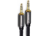 Wozinsky universal mini jack kabel 2x AUX kabel 1,5 m sort