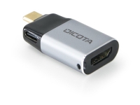 DICOTA - Video adapter - 24 pin USB-C hann til HDMI, 24 pin USB-C hunn - sølv - 4K 60Hz støtte, USB Power Delivery (100 W)