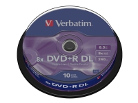 Verbatim – 10 x DVD+R DL – 8.5 GB 8x – matt silver – spindel