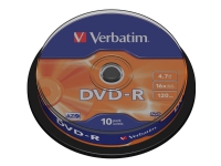 Verbatim – 10 x DVD-R – 4.7 GB 16x – matt silver – spindel