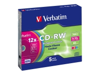 Verbatim DataLifePlus Hi-Speed – 5 x CD-RW – 700 MB (80min) 8x – 12x – tunt CD-fodral