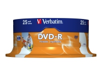 Verbatim – 25 x DVD-R – 4.7 GB 16x – utskrivbar yta för breda foton – spindel