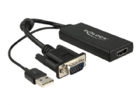 Delock - Videokonverter - VGA - HDMI - svart - løsvekt PC tilbehør - Kabler og adaptere - Adaptere