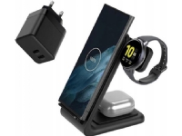 - Gan Pd 35W Lader Pluss Powerspot Pivot Stand 3In1 Trådløs Lader For Iphone, Samsung Og Android
