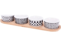 Utmerket husholdningsskål, ramekin, porselen, 4 stk, på stativ, brett