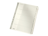 Leitz - Inndeler - 20 deler - fortrykt: 1-20 - for A4 (210 x 297 mm) - med fliker - grå