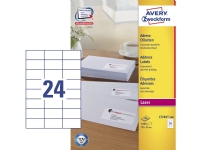 Avery L7181 - Permanet adhesiv - hvit - 70 x 37 mm 2400 etikett(er) (100 ark x 24) adresselapper Papir & Emballasje - Emballasje - Etiketter og etiketter