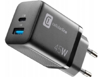 Cellularline USB Charger Multipower Micro 45W GaN 2 Ports PD Black (60001)