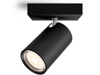 Kosipo sted Sort metall, utskiftbar lyskilde - GU10, 1 spot, justerbar, L 13,4 cm, ekskl. lyskilde. Pære følger ikke med