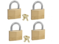 MasterLock 4x Messing hengelås 50mm - HS/25mm - 6mm - med en nøkkel - 150EURQNOP