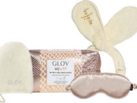 Glov Wifey On-The-Go Sett Makeup Remover Mitt + Bunny Ears Hårbånd + Satin Sleep Mask Sovemaske + kosmetikkveske