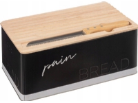5five Breadbox Sort brødkasse med skærebræt og savtakket kniv, 32,7 x 20,2 x 14,5 cm