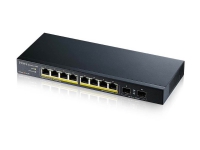 Produktfoto för Zyxel GS1100-10HP - Switch - ohanterad - 8 x 10/100/1000 (PoE+) + 2 x Gigabit SFP - skrivbordsmodell, väggmonterbar - PoE+ (130 W)