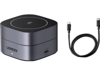 Ugreen W256 Qi 2in1 induktiv lader for iPhone, AirPods, 20W (svart) + USB-C til USB-C-kabel 1m