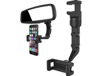 Justerbar bil bakspeilholder for smarttelefon, svart