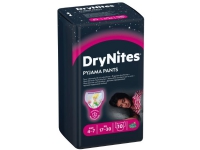 Huggies DryNites Pyjama Pants, Jente, Buksebleie, 17 kg, 30 kg, Flerfarget, Velcro mappe