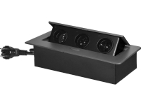 Orno Furniture stikkontakt innfelt i bordplaten med flat frest kant og 1,5 m kabel, 3x2P+Z, grafitt