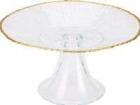 Koopman Dekorativt kagefad i glas på ben 21 cm med guldkant