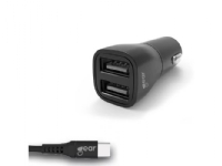 Oplader 12V 2xUSB-A inkl. USB-C kabel