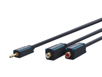 ClickTronic 3.5mm-2x RCA, 0.1m, 3.5mm, Hankjønn, 2 x RCA, Hankjønn, 0,1 m, Blå