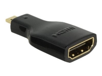 Delock - HDMI-adapter - 19 pin micro HDMI Type D hann til HDMI hunn - svart - 4K-støtte PC tilbehør - Kabler og adaptere - Adaptere