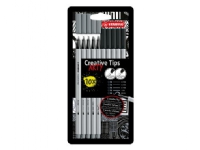 STABILO Creative Tips, 2 farger, Sort, Lysegrå, 0,2 mm, 1 mm, Sort, Grå, Vann-basert blekk
