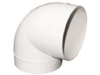 Fresh plastsystem 100, hvid PVC, plastbøjning Ø100 mm, 90°. Passer i rør, nippelmål.