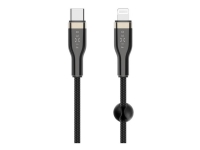 FIXED - Lightning-kabel - 24 pin USB-C hann til Lightning hann - 2 m - MFI-sertifisert - svart - flettet kabel