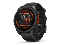Garmin Fenix 8 - 47 mm - skifergrå - sportsur med bånd - silikon - svart - håndleddstørrelse: 125-208 mm - display 1.4 - 32 GB - Bluetooth, Wi-Fi, ANT+ - 80 g