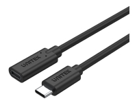Unitek - USB-forlengelseskabel - 24 pin USB-C (hann) til 24 pin USB-C (hunn) - USB 3.2 Gen 2 / Thunderbolt 3 - 20 V - 5 A - 1 m - USB Power Delivery (100 W), 4K 60Hz støtte - svart