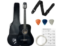 V-Tone V-TONE CG ONE BK klassisk guitar 4/4 sort til indlæring for begyndere plektre rem reservestrenge etui akkorder