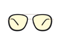Gunnar Optiks DME-02701, Unisex, Rund, Klassisk, Sort, Gull, Rustfritt stål, Rav