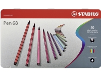 STABILO Pen 68, 40 farger, Flerfarget, Projektil spiss, 1 mm, Flerfarget, Sekskantet