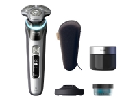 Philips i9000 Prestige XP9204/30 Elektrisk shaver til våd og tør barbering med SkinIQ, Rotations shaver, Sølv, SkinIQ, Rustfrit stål, Android, iOS, Batteri