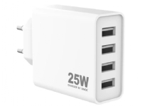 Sinox 230V 4xUSB-A oplader 25W. Hvid