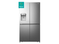 Hisense RQ760N4SASE, Frittstående, Amerikansk dør, Rustfritt stål, Berøringskontroll, LED, På dør