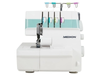 MEDION MD 19169, Hvid, Overlock symaskine, Overlock, Syning, 4 trin, 4 mm, Knapper, Dreje